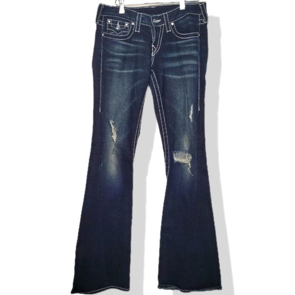 True Religion Disco Joey Big T Dark Blue Wash Denim Jeans - Picture 1 of 16